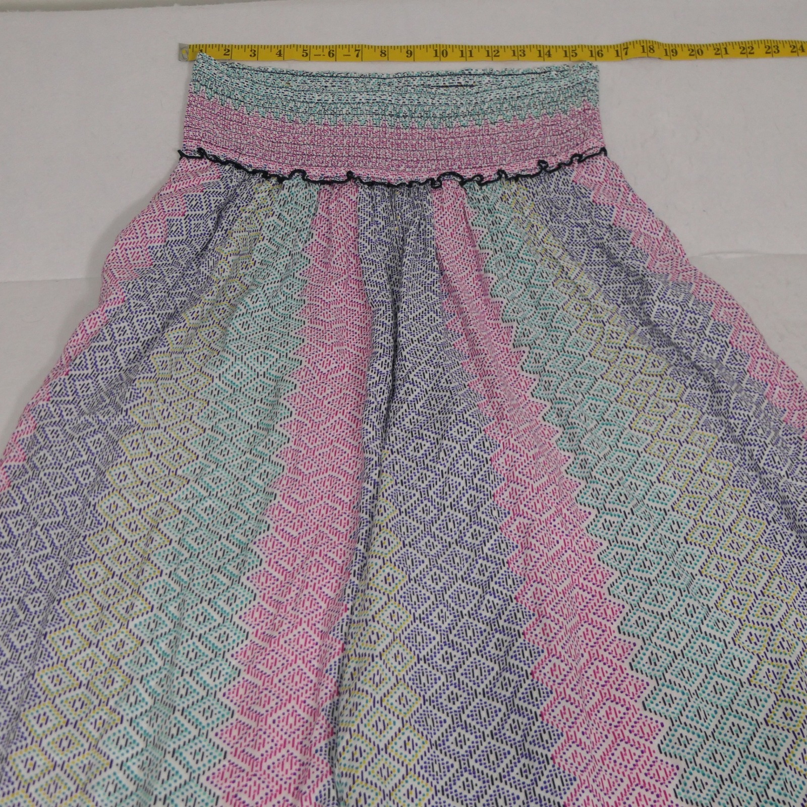 Anthropologie Womens Pants Xl Multi Color Smocked Wide Leg Boho Soft Romantic